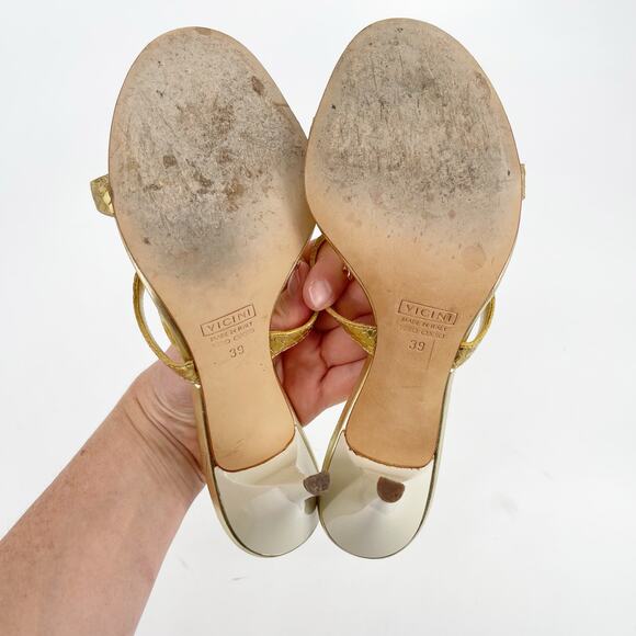 Giuseppe Zanotti Gold Crystal Embellished Elephant Metallic Heel Sandals IT 39 - Picture 11 of 13